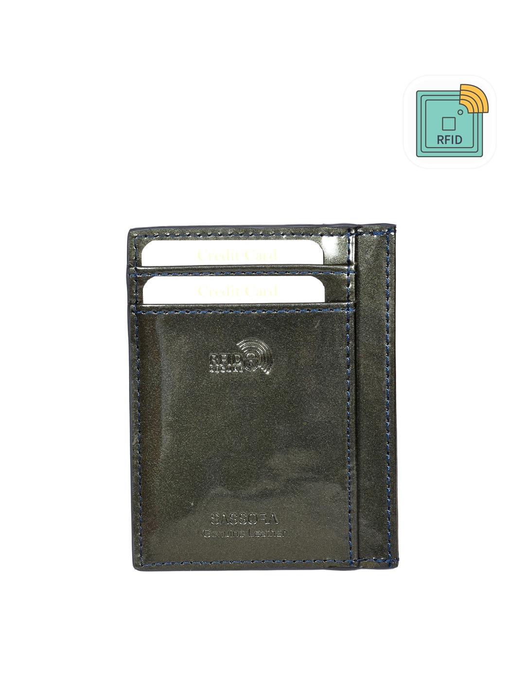 

Sassora Leather Card Holder, Blue
