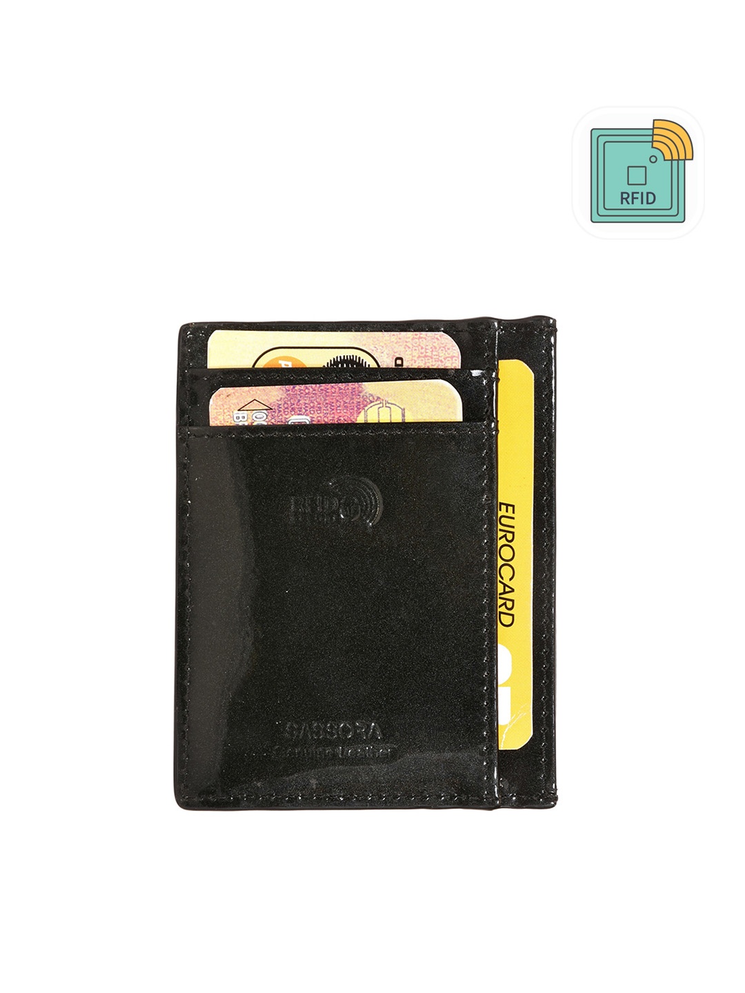 

Sassora Leather Card Holder, Black