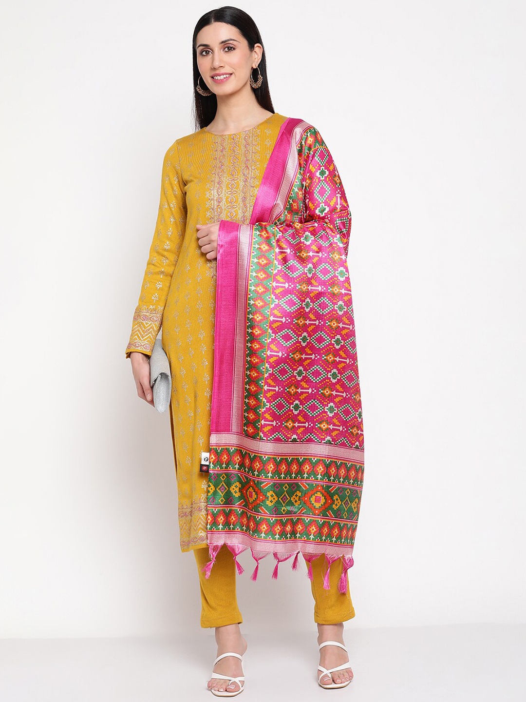 

Be Indi Printed Kurta with Trousers & Dupatta, Mustard