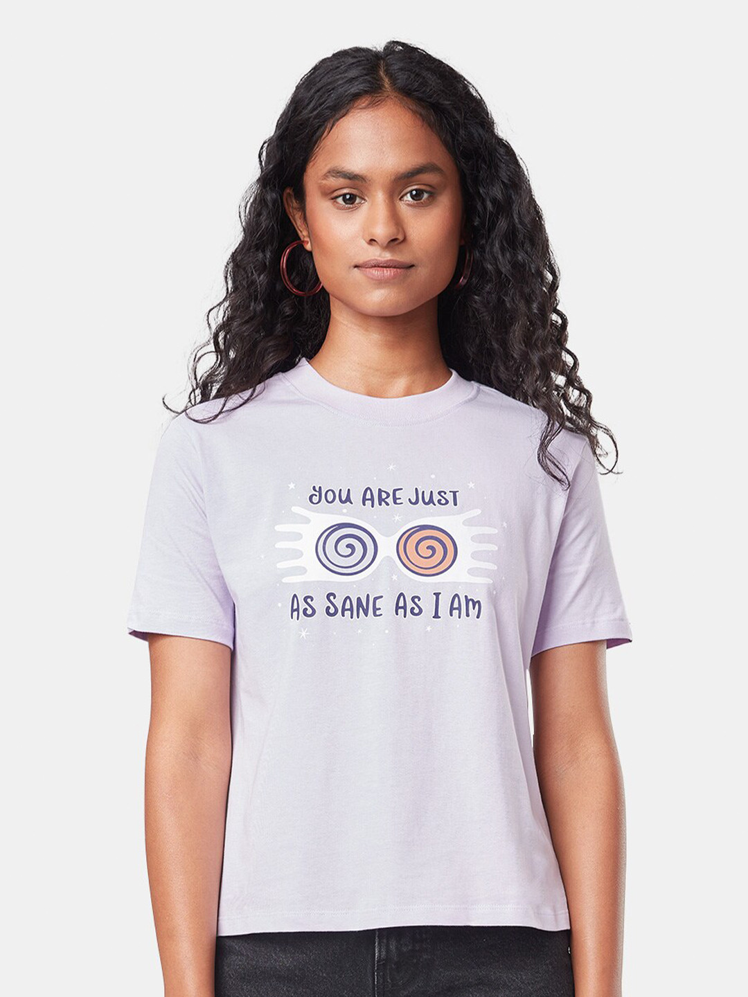 

The Souled Store Women Typography Printed Pure Cotton T-shirt, Lavender