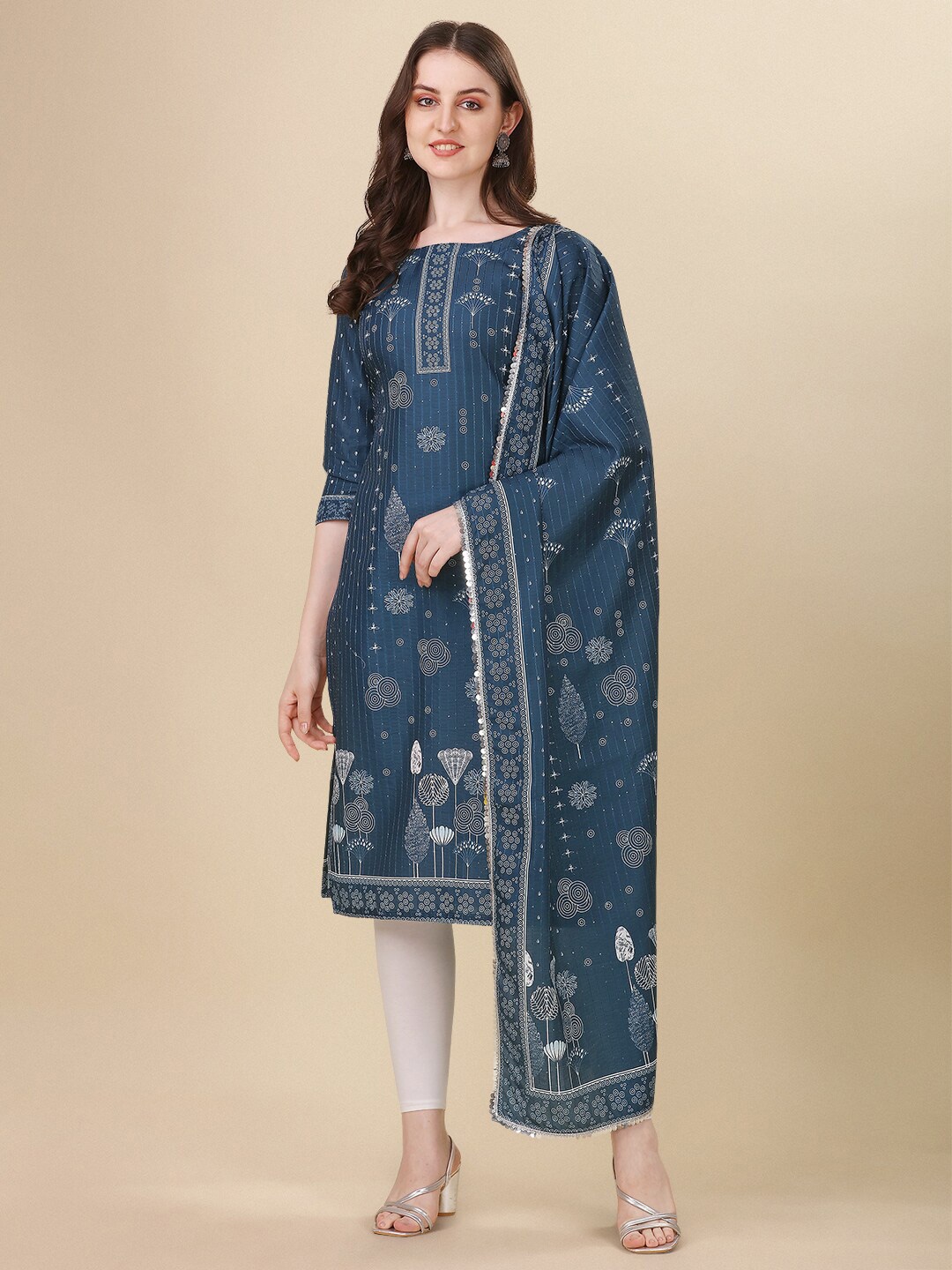 

PMD Fashion Floral Printed Kurta With Dupatta, Navy blue
