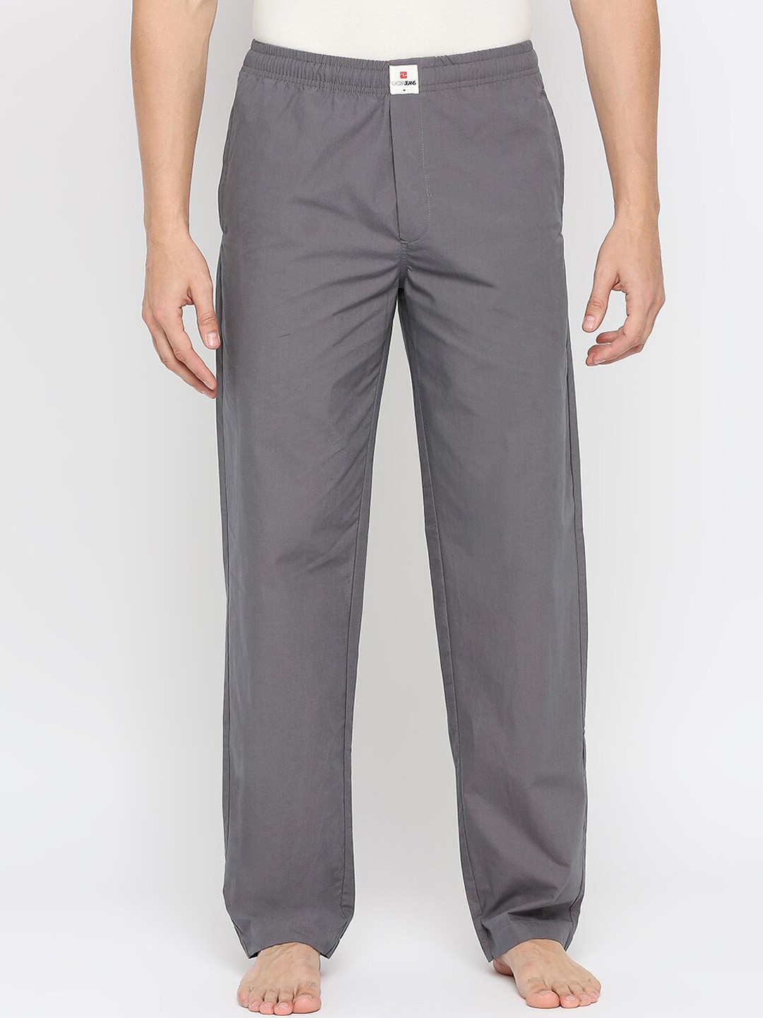 

UnderJeans by Spykar Men Mid-Rise Cotton Straight Lounge Pants, Grey