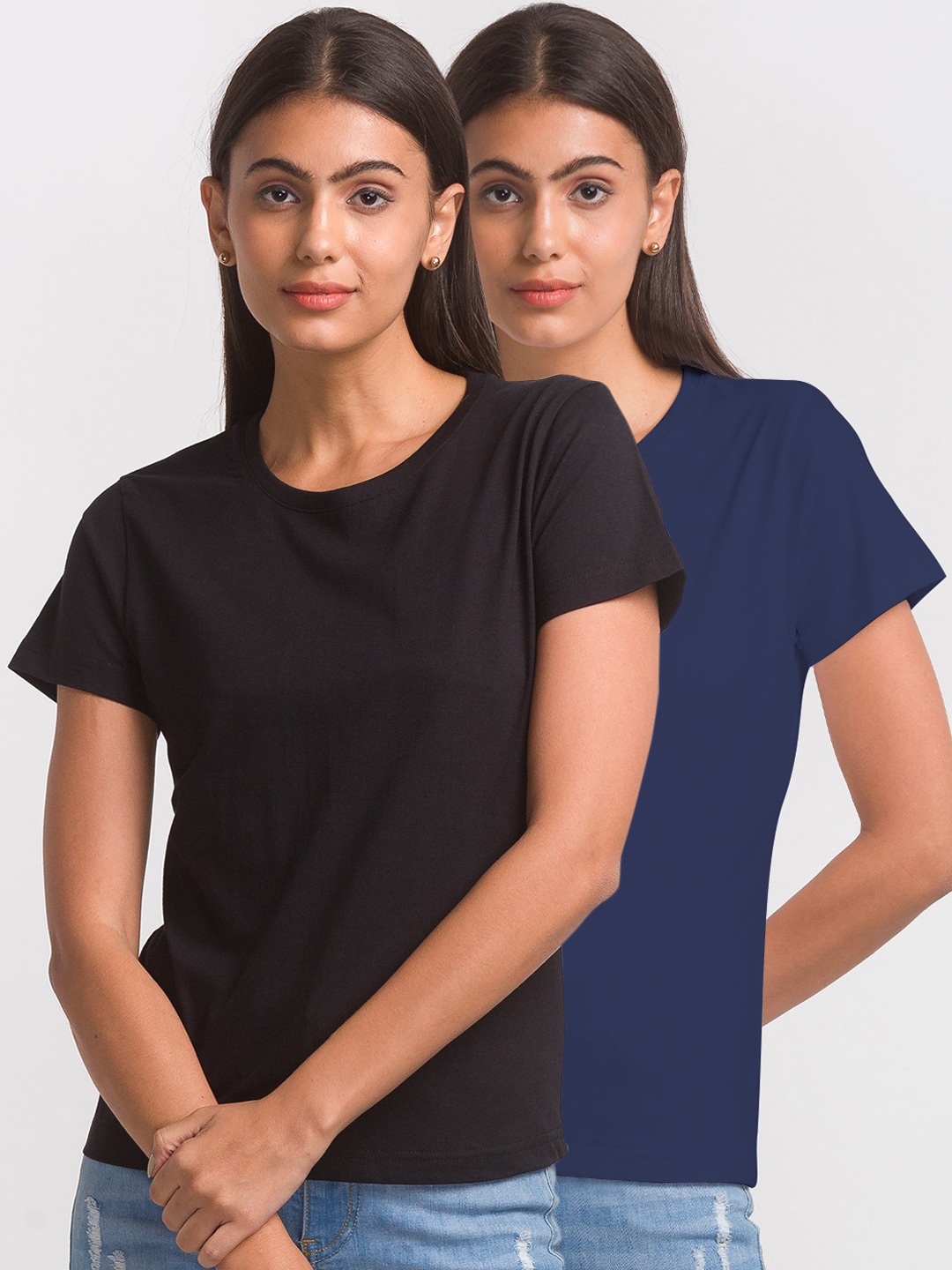 

FashionRack Women Pack Of 3 Cotton T-shirt, Black