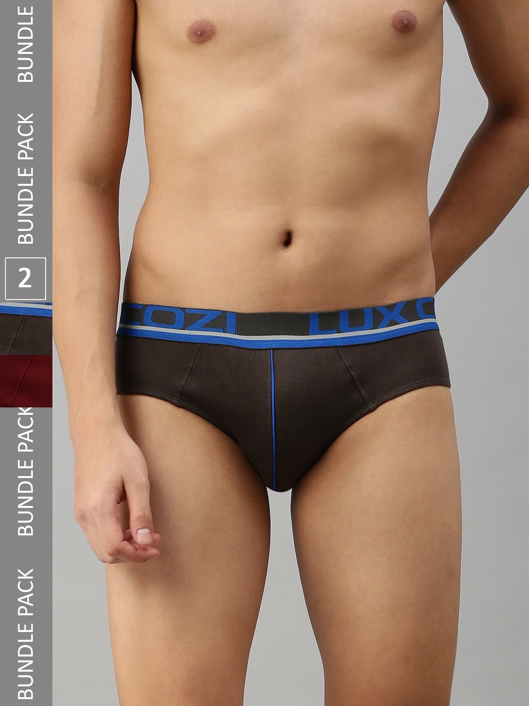 

Lux Cozi Men Pack of 2 Mid-Rise Anti-Odour Basic Briefs, Maroon