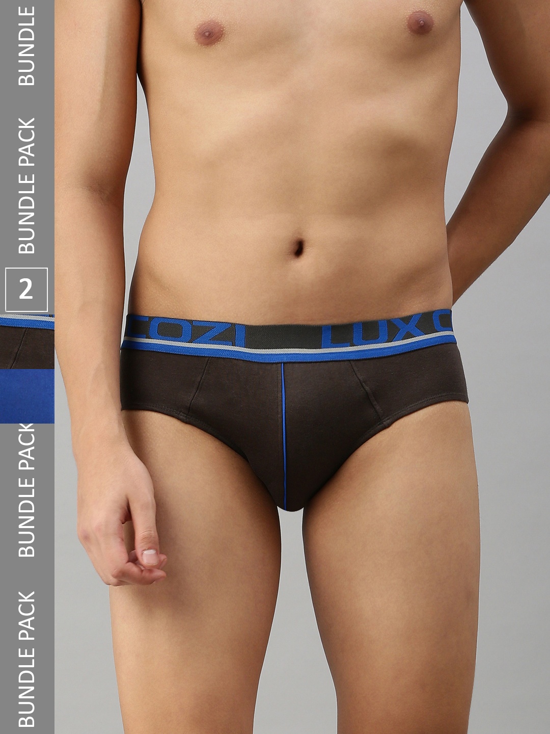 

Lux Cozi Men Pack Of 2 Mid-Rise Anti-Odour Basic Briefs COZI_GLO_BRIEF_BU-DG_2PC, Blue