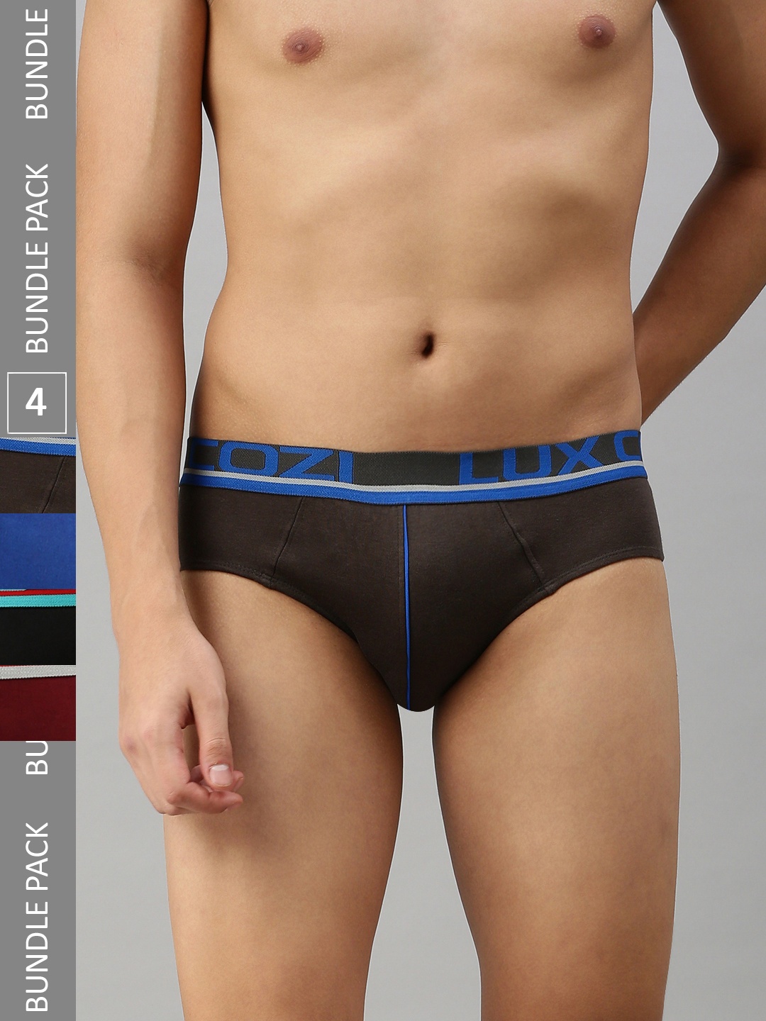 

Lux Cozi Men Pack Of 4 Mid-Rise Basic Briefs COZI_GLO_BRIEF_ASST_4PC, Black