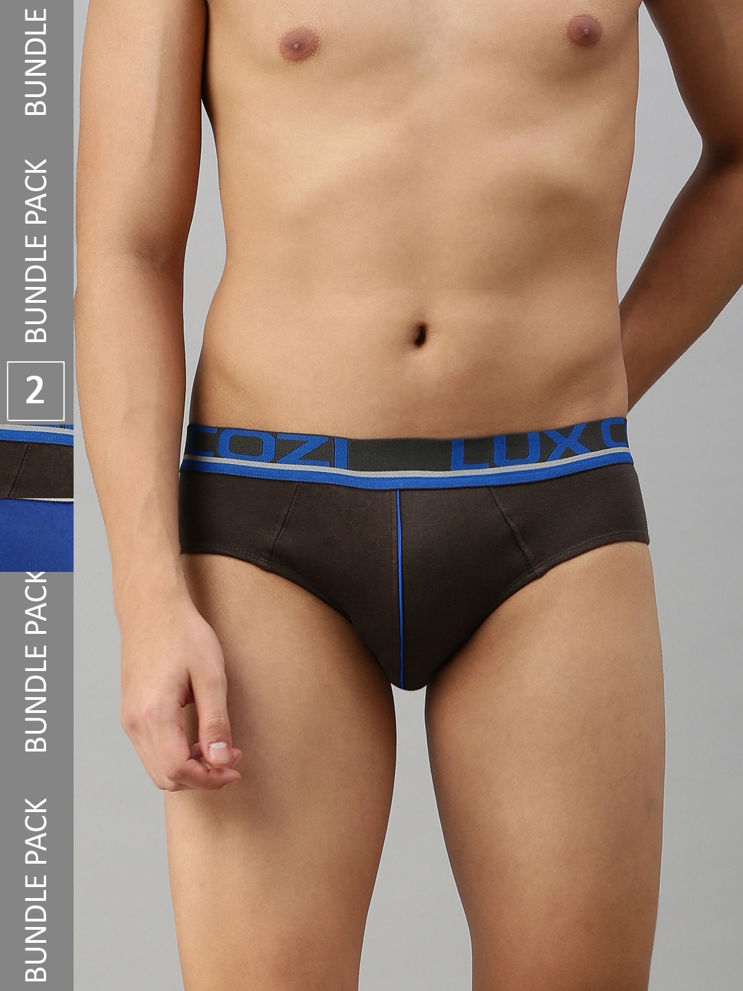 

Lux Cozi Men Pack Of 2 Mid-Rise Anti-Odour Basic Briefs- COZI_GLO_BRIEF_BU-DG_2PC, Navy blue