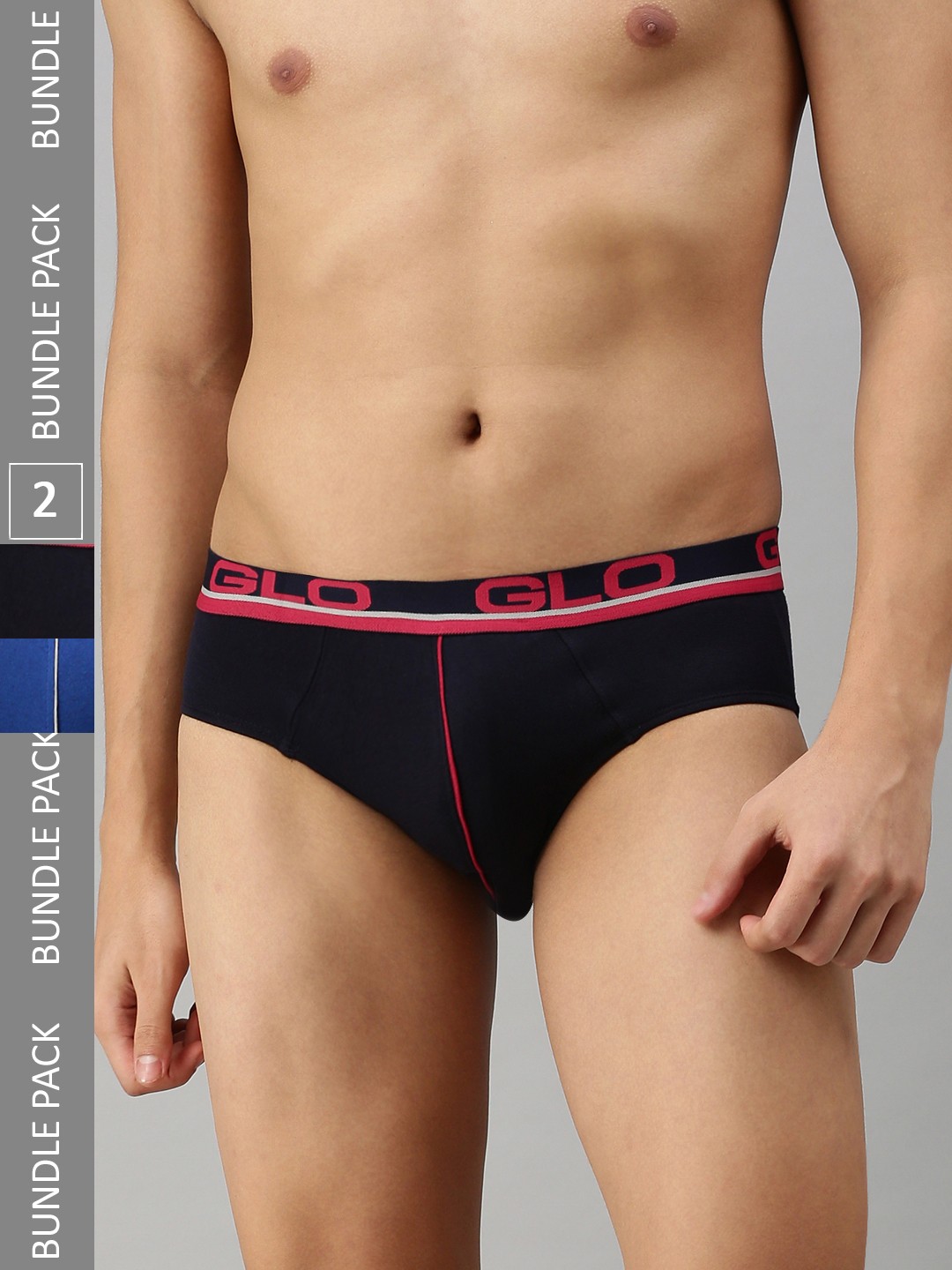 

Lux Cozi Men Pack Of 2 Mid-Rise Basic Briefs COZI_GLO_BRIEF_BU, Navy blue