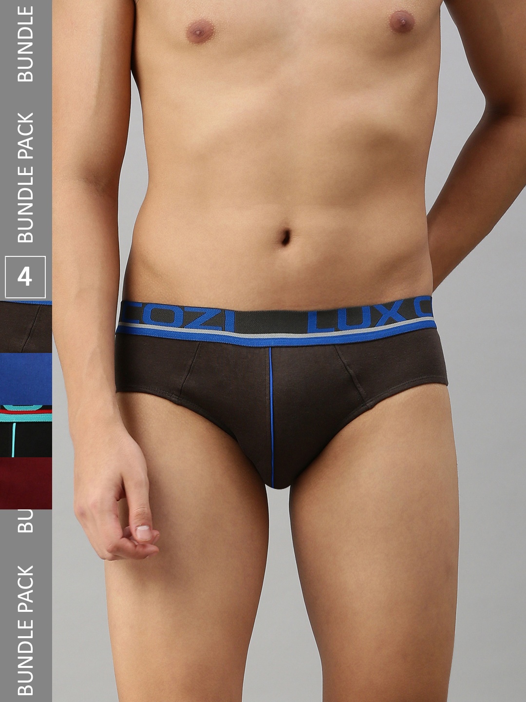 

Lux Cozi Men Pack Of 4 Mid-Rise Basic Briefs, Black