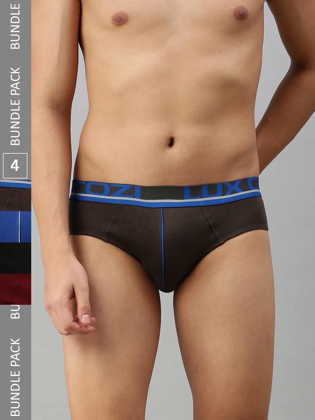 

Lux Cozi Men Pack Of 4 Mid-Rise Basic Briefs, Black
