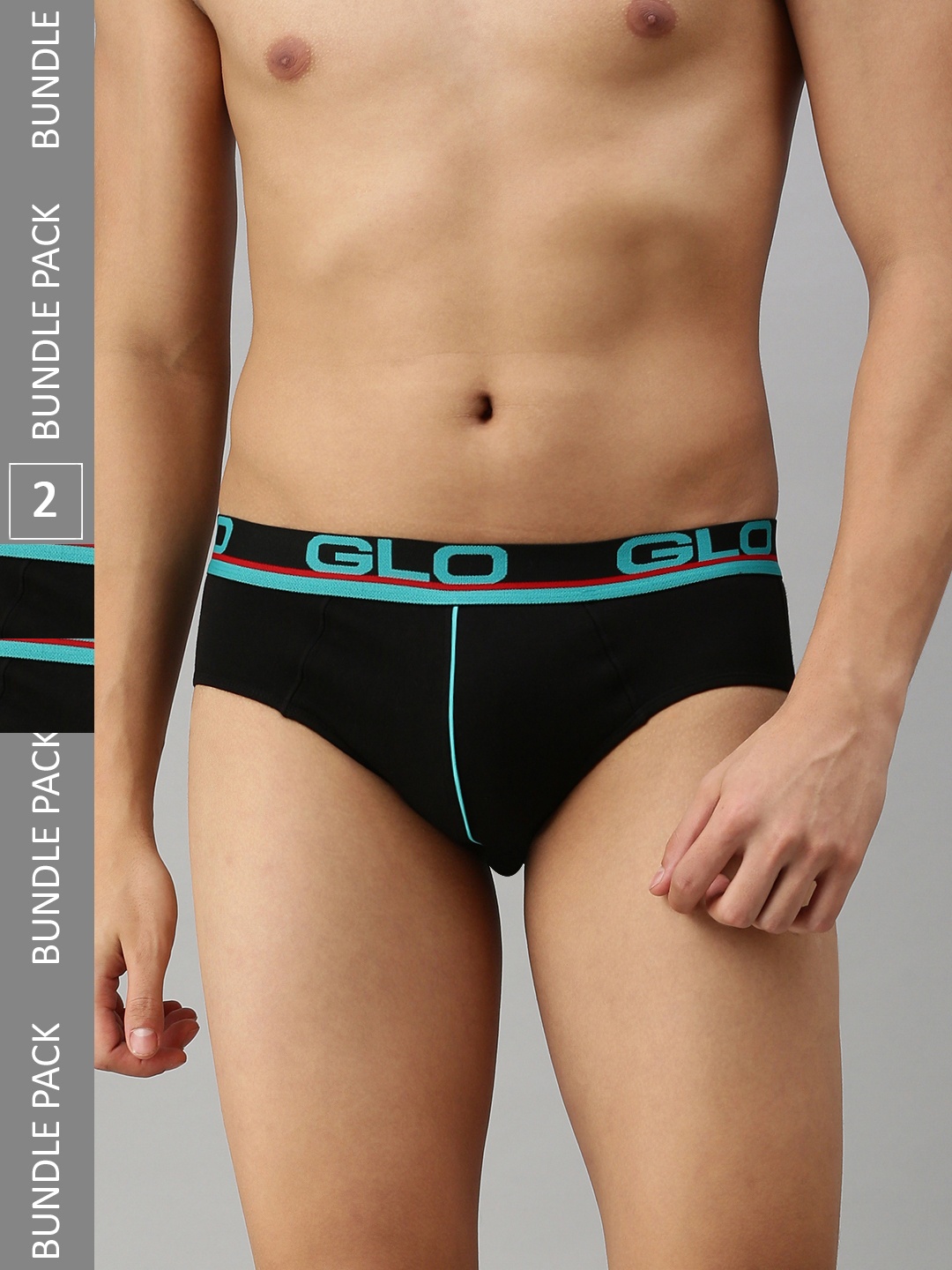 

Lux Cozi Men Pack Of 2 Mid-Rise Anti Odour Basic Briefs, Black