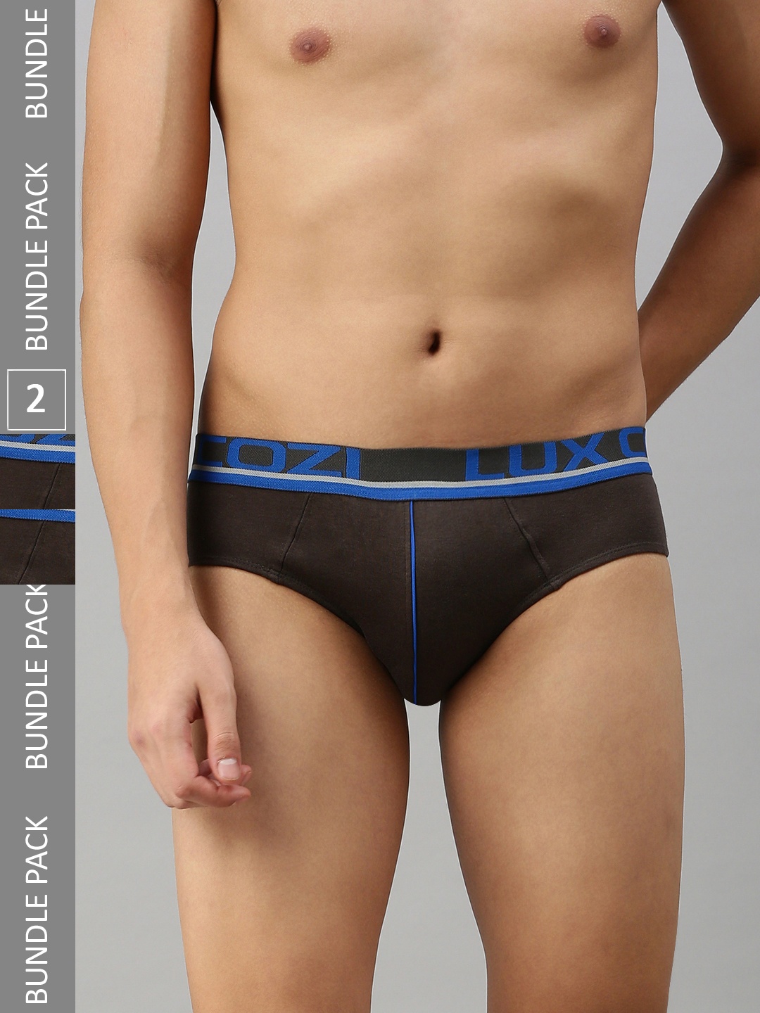 

Lux Cozi Men Pack Of 2 Mid-Rise Anti-Odour Basic Briefs COZI_GLO_BRIEF_DG_2PC, Charcoal