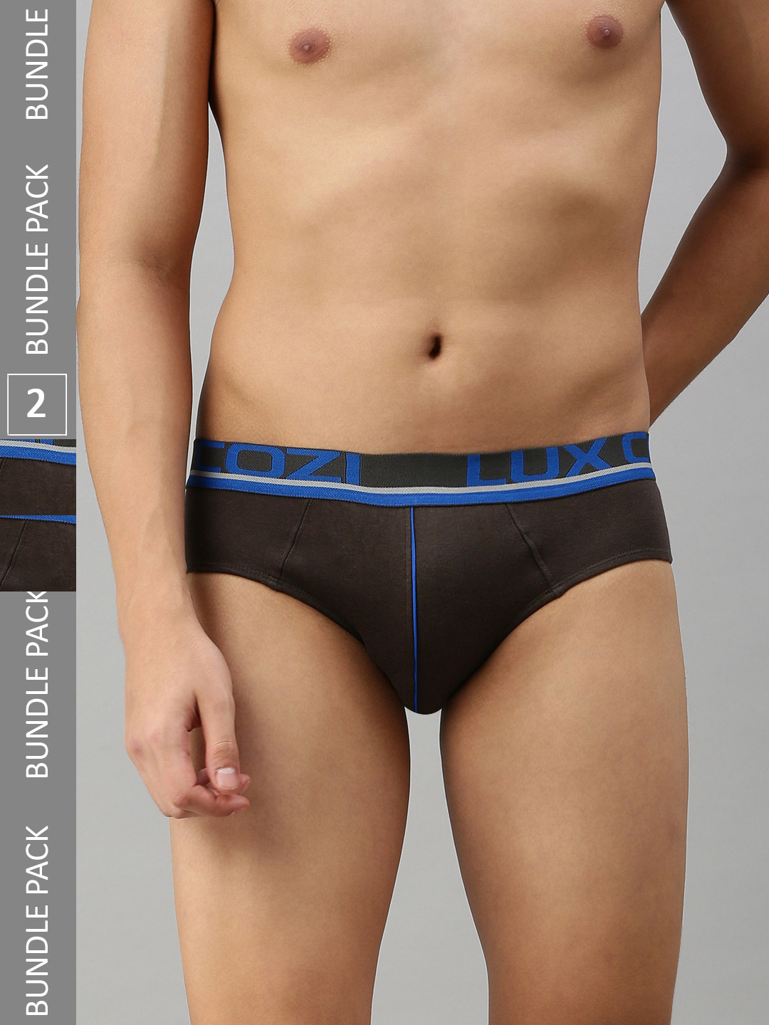 

Lux Cozi Men Pack Of 2 Mid-Rise Anti-Odour Basic Briefs, Grey