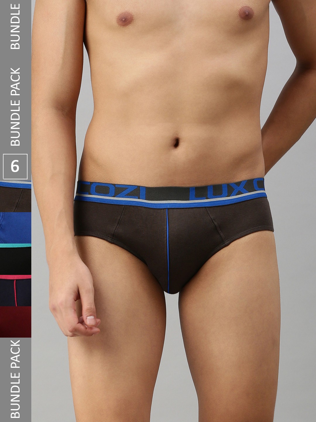 

Lux Cozi Men Pack Of 6 Assorted Mid-Rise Anti-Odour Basic Briefs