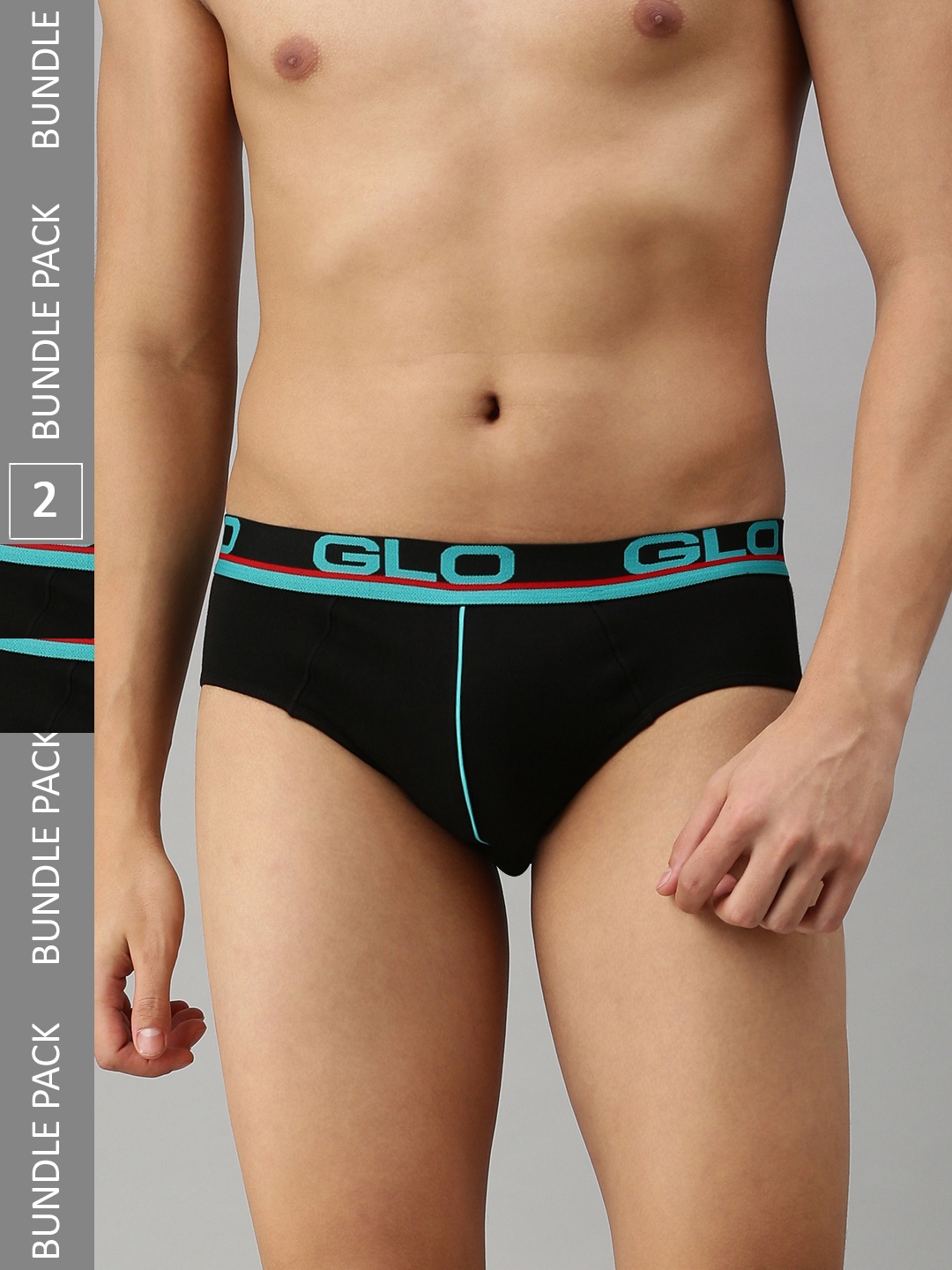 

Lux Cozi Men Pack Of 2 Mid-Rise Anti-Odour Basic Briefs, Black