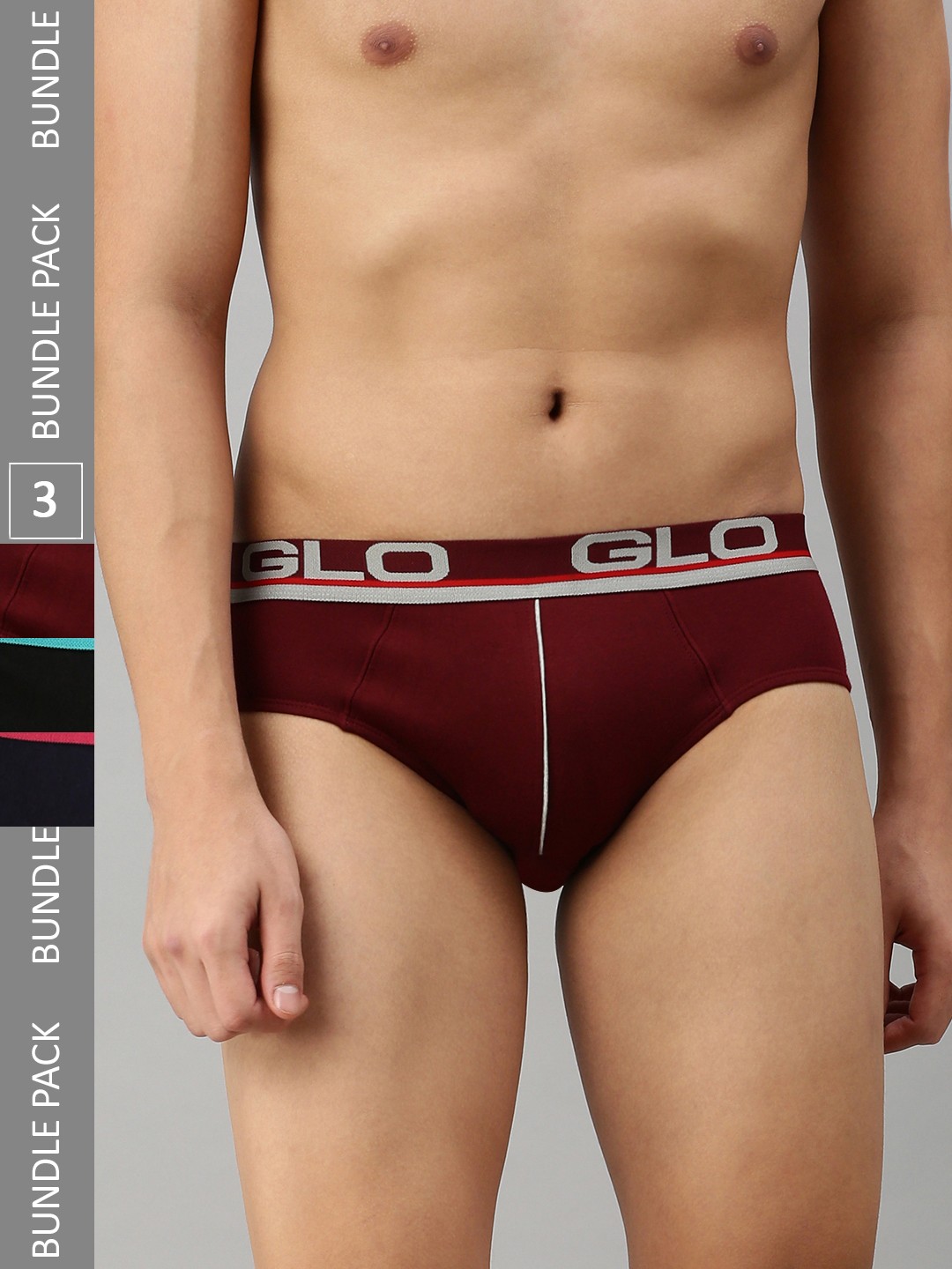 

Lux Cozi Men Pack Of 3 Mid-Rise Anti-Odour Basic Briefs, Maroon