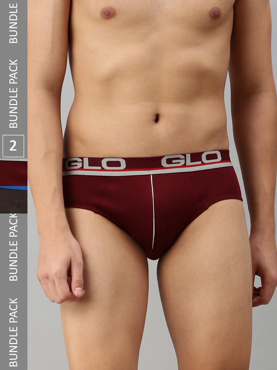 

Lux Cozi Men Pack Of 2 Mid-Rise Anti-Odour Basic Briefs, Maroon