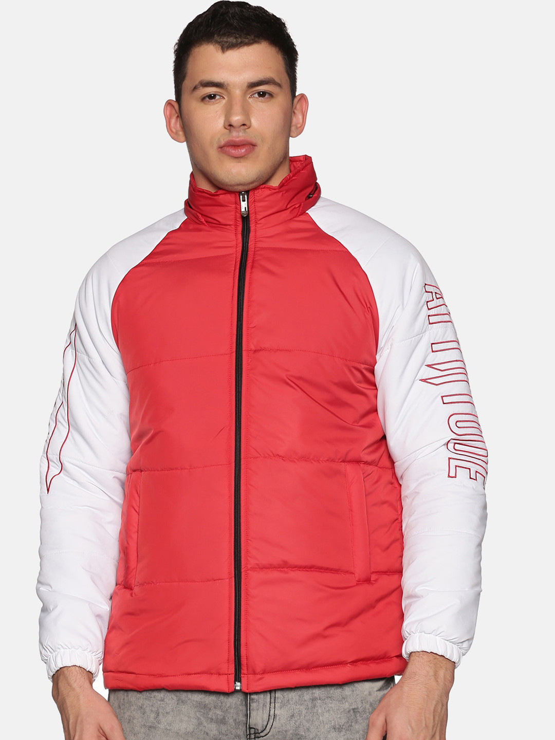 

ATTIITUDE Men Windcheater Puffer Jacket, Red