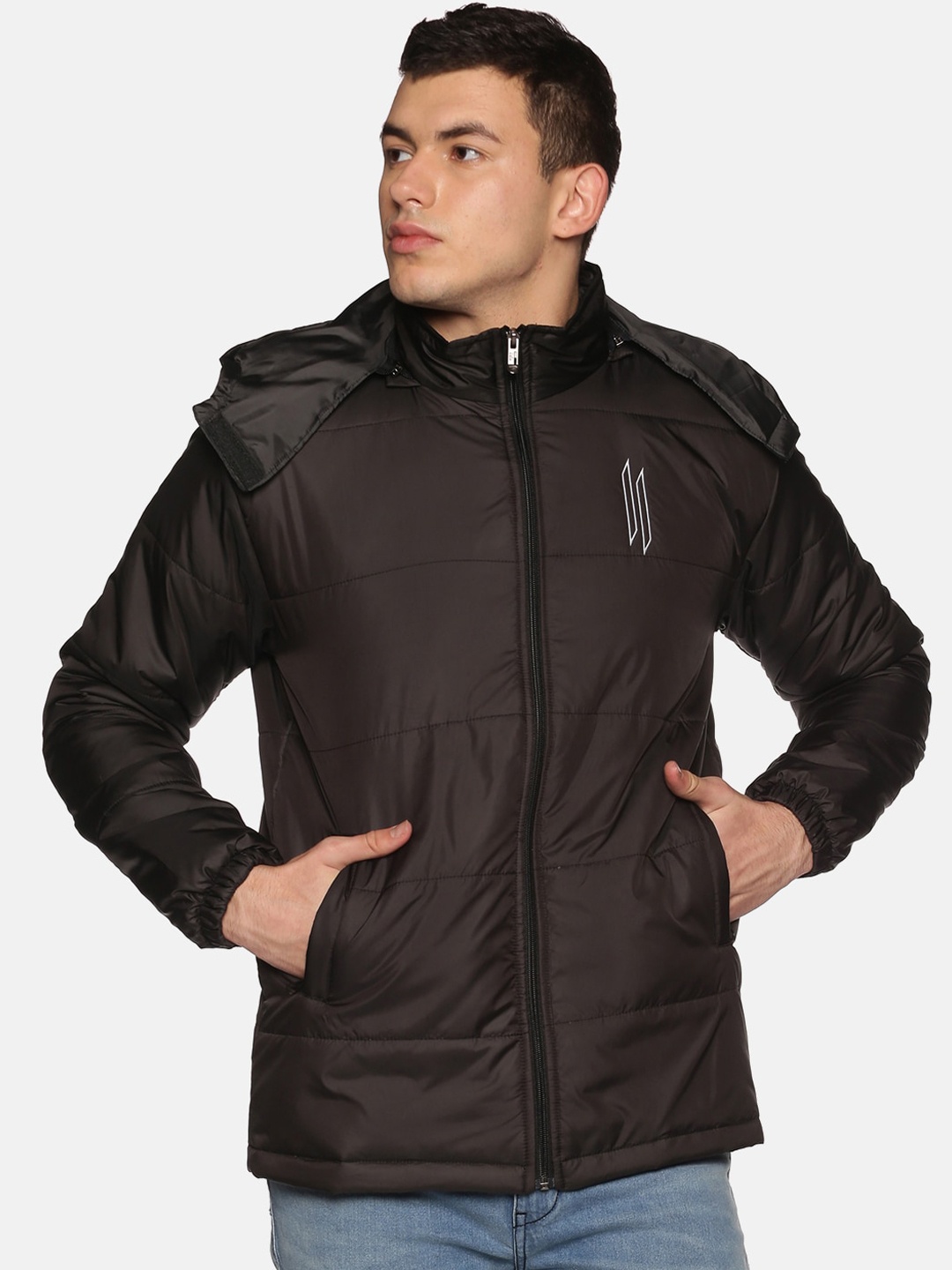

ATTIITUDE Men Windcheater Hooded Rapid Dry Padded Jacket, Black