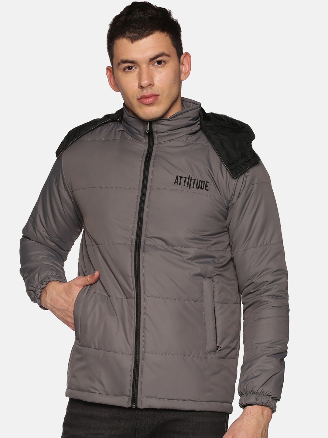 

ATTIITUDE Men Windcheater Padded Jacket, Grey