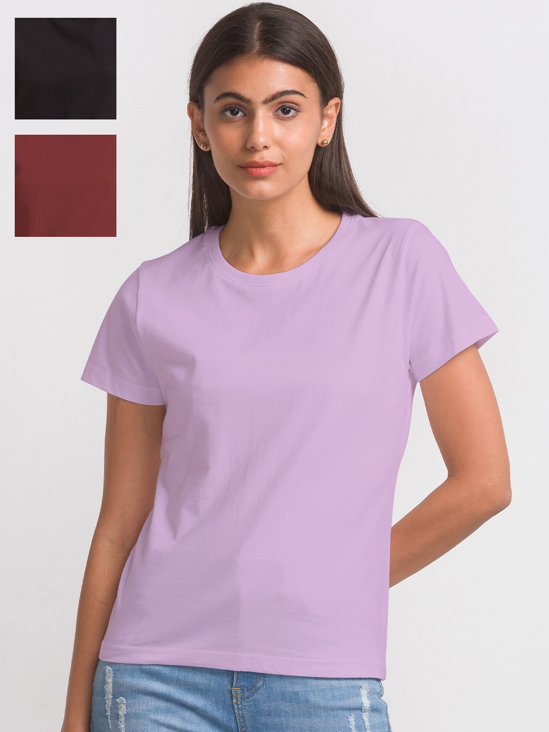 

FashionRack Women Pack Of 3 Cotton T-shirt, Black