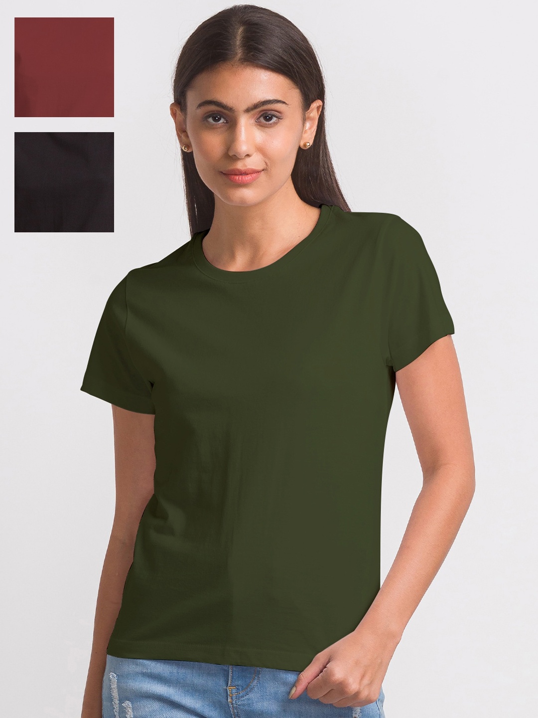 

FashionRack Women Pack Of 3 Cotton T-shirt, Black