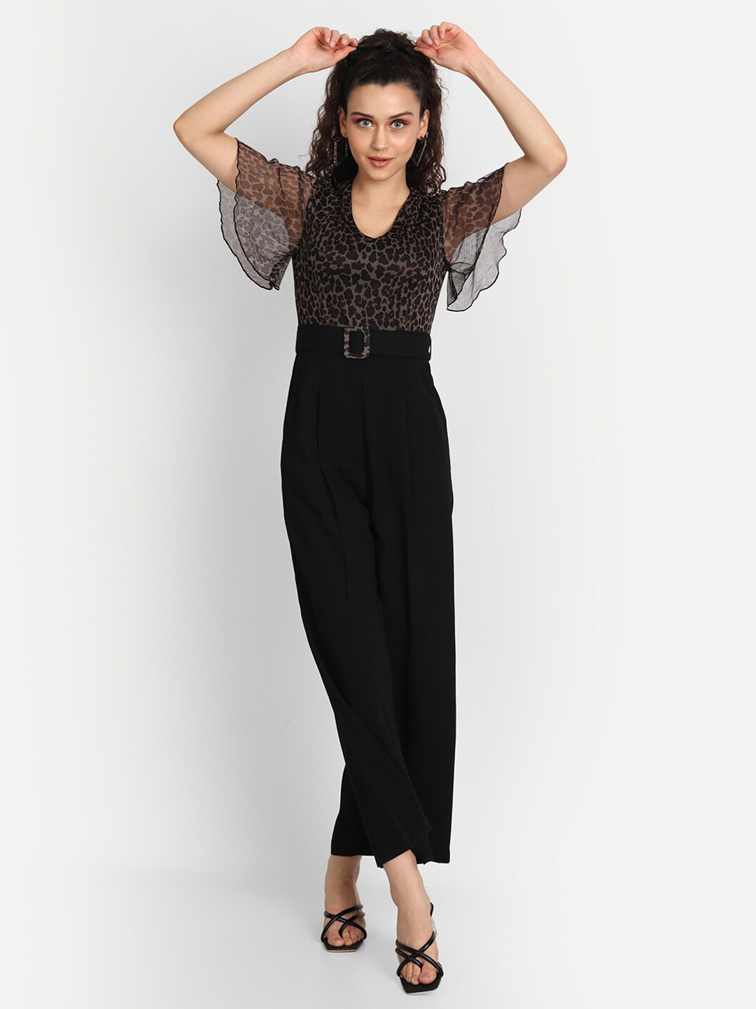 

ESSQUE Animal Printed Basic Jumpsuit, Brown