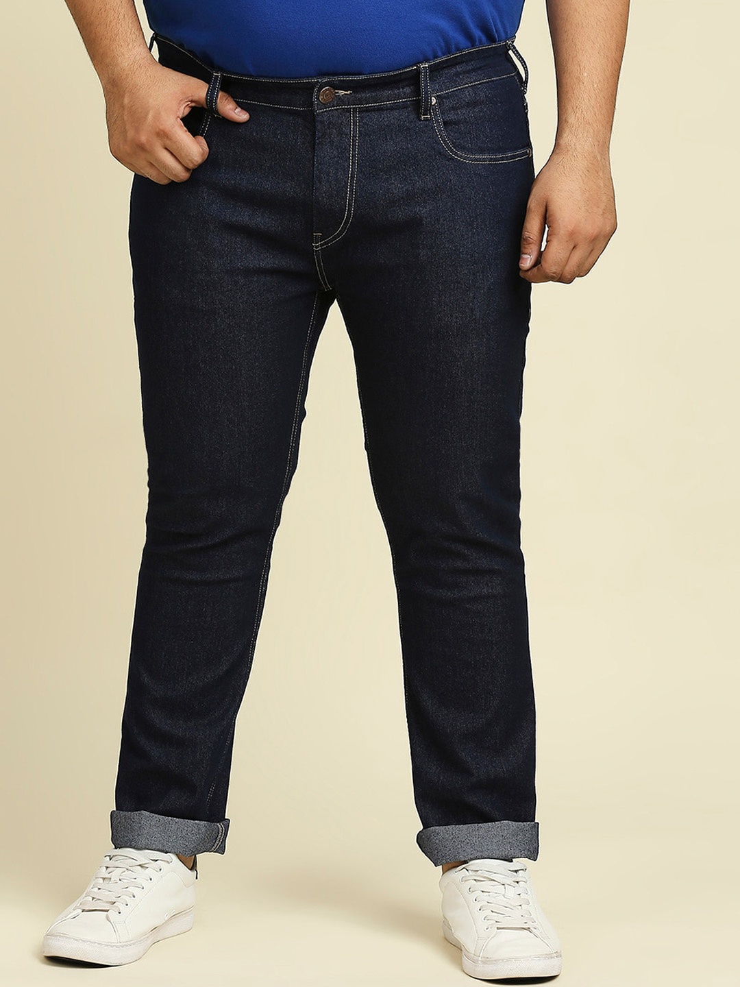 

Freeform by High Star Men Plus Size Mid Rise Slim Fit Stretchable Jeans, Blue