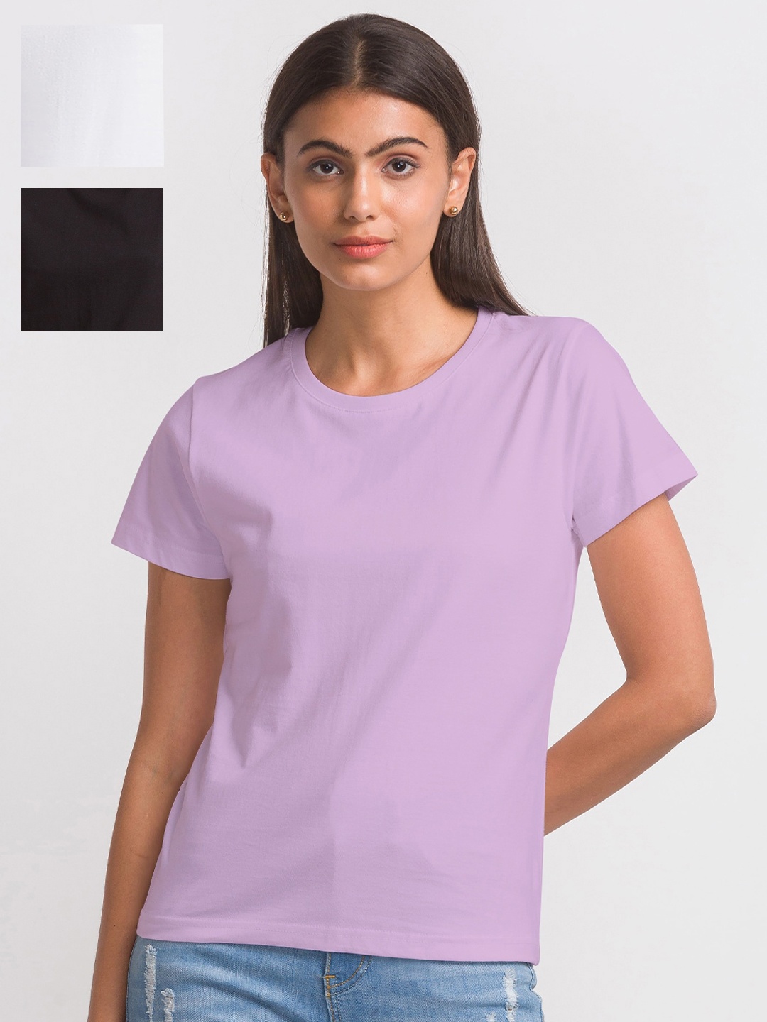 

FashionRack Women Pack Of 3 Cotton T-shirt, Black