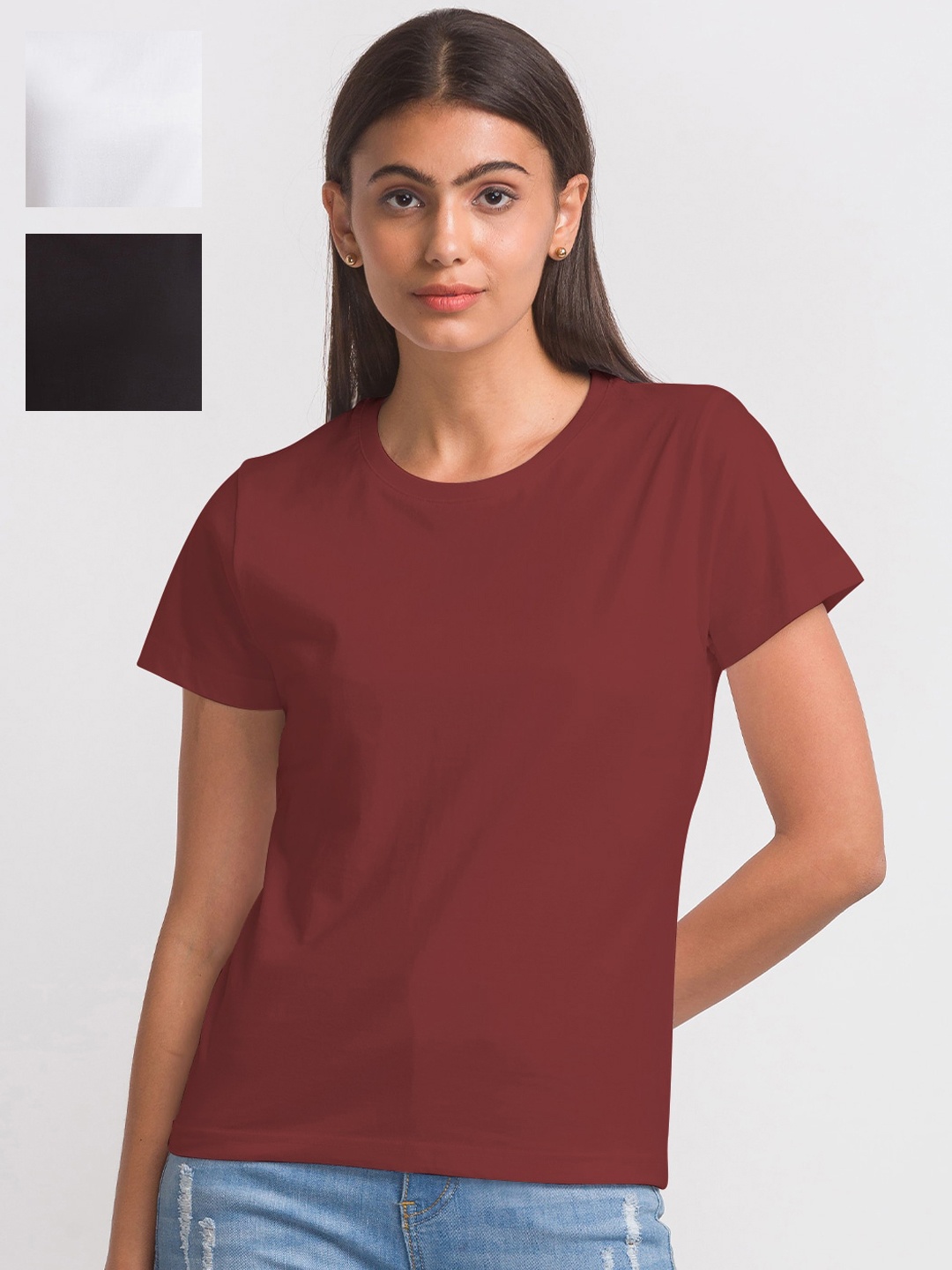

FashionRack Women Pack Of 3 Cotton T-shirt, Black