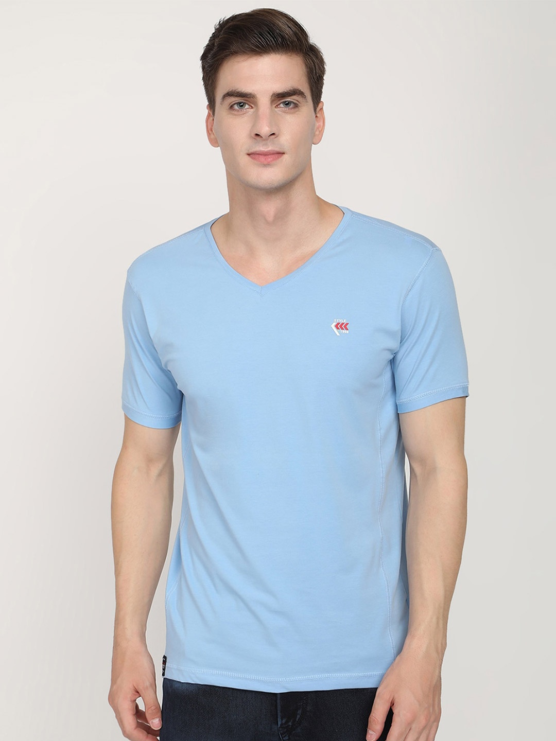 

V2 Value & Variety Men V-Neck Cotton T-shirt, Blue