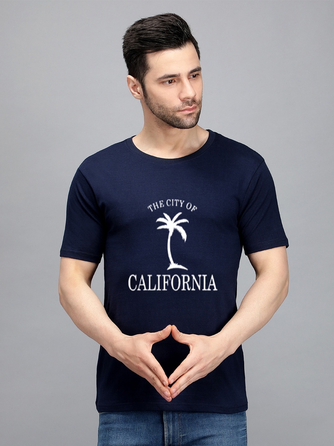 

TRENDY RABBIT Men Typography Printed Cotton T-shirt, Blue