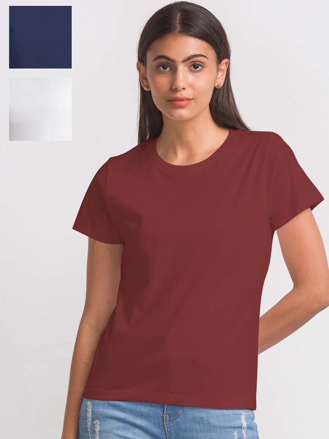 

FashionRack Women Pack Of 3 Cotton T-shirt, White