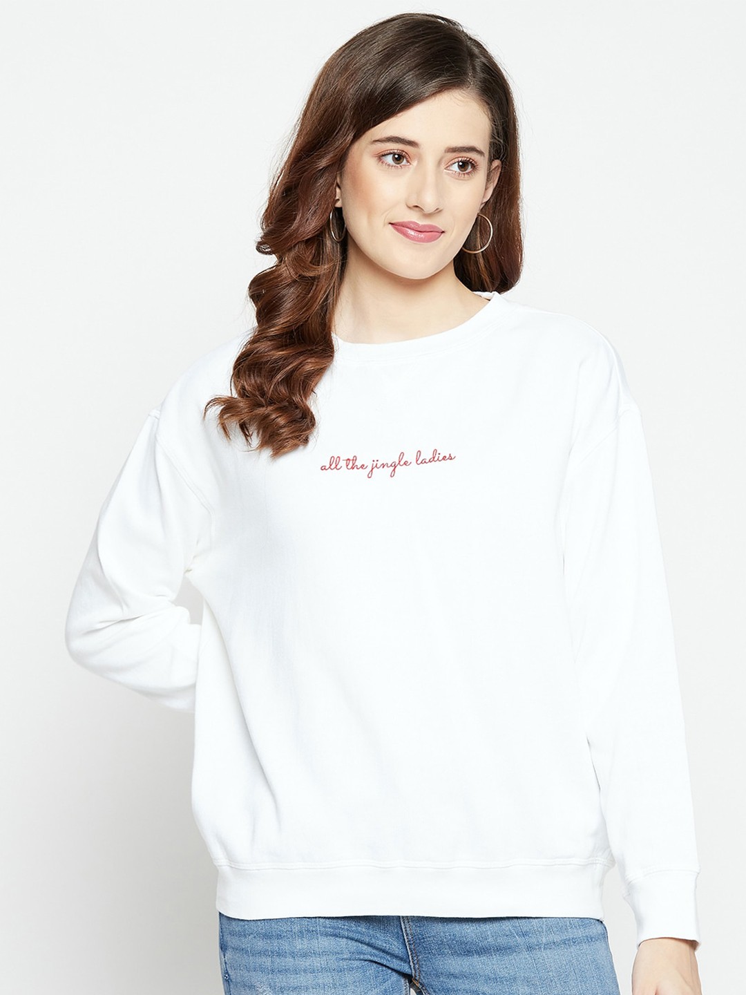 

CHILL WINSTON Women Fleece Sweatshirt, White