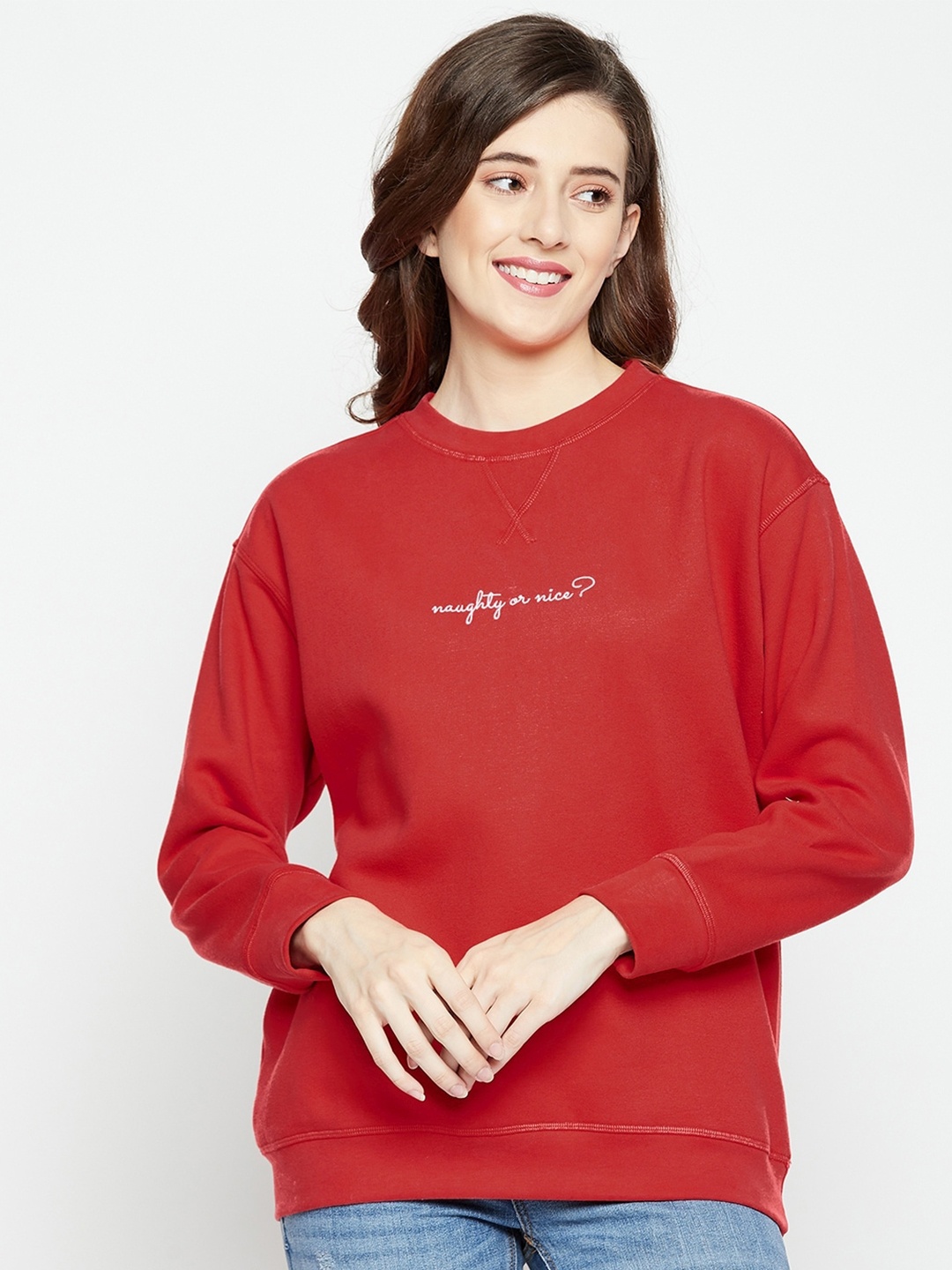 

CHILL WINSTON Women Fleece Sweatshirt, Red