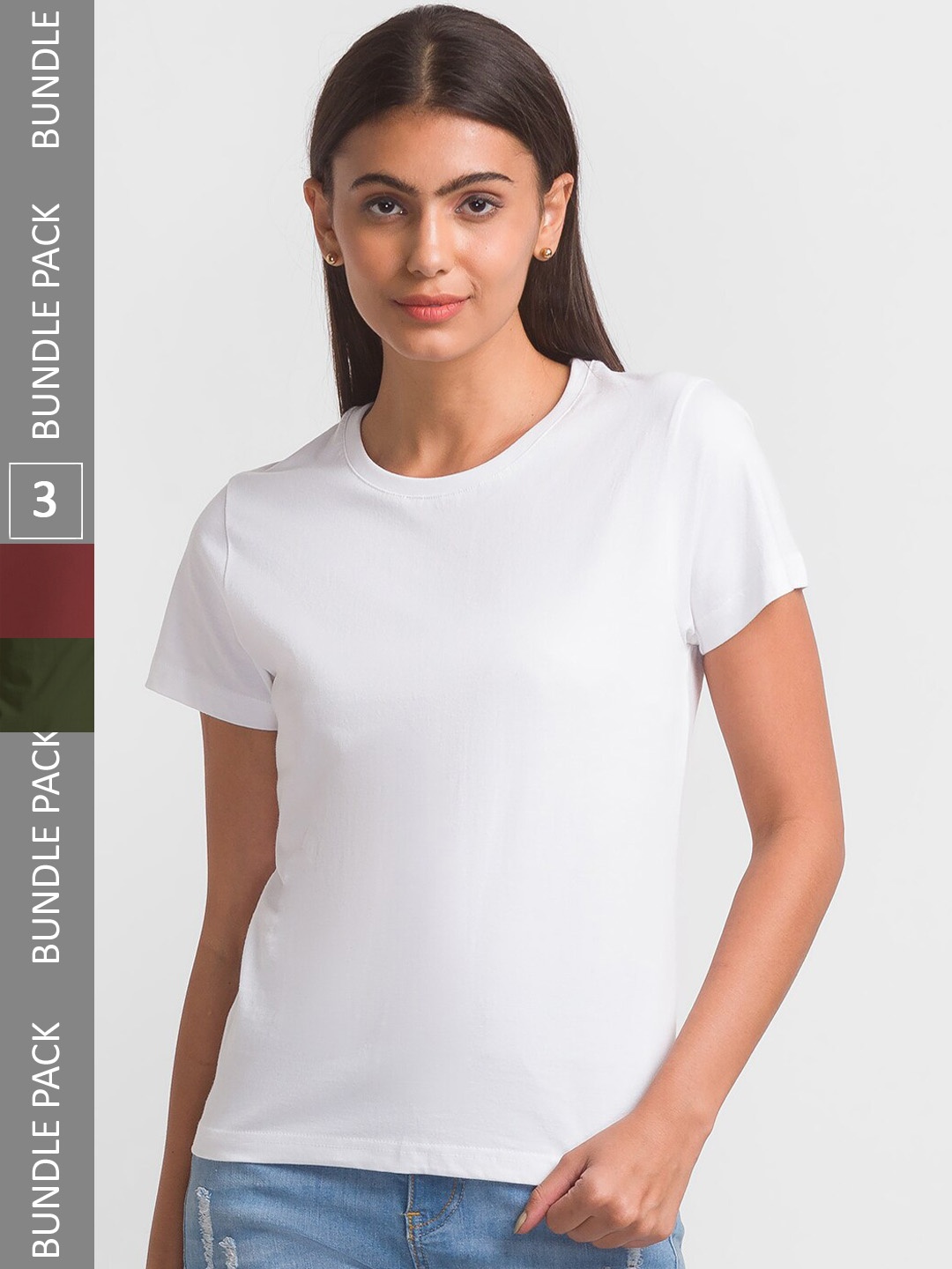 

FashionRack Women Pack of 3 Cotton T-shirts, White