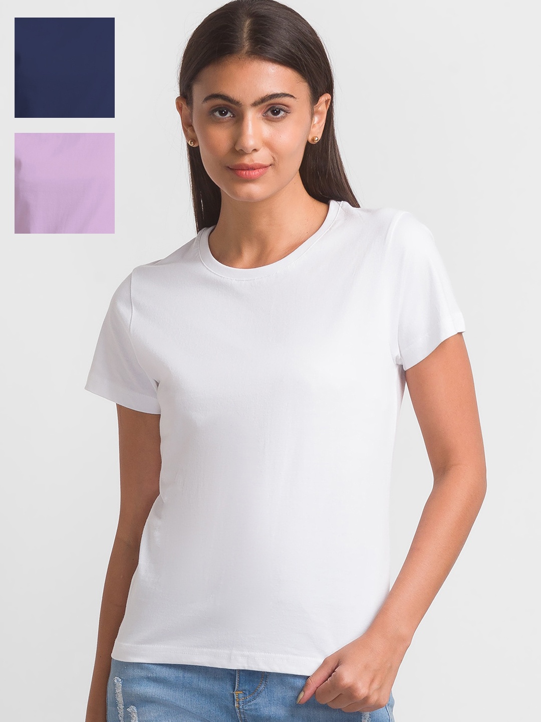 

FashionRack Women Pack Of 3 Cotton T-shirt, White