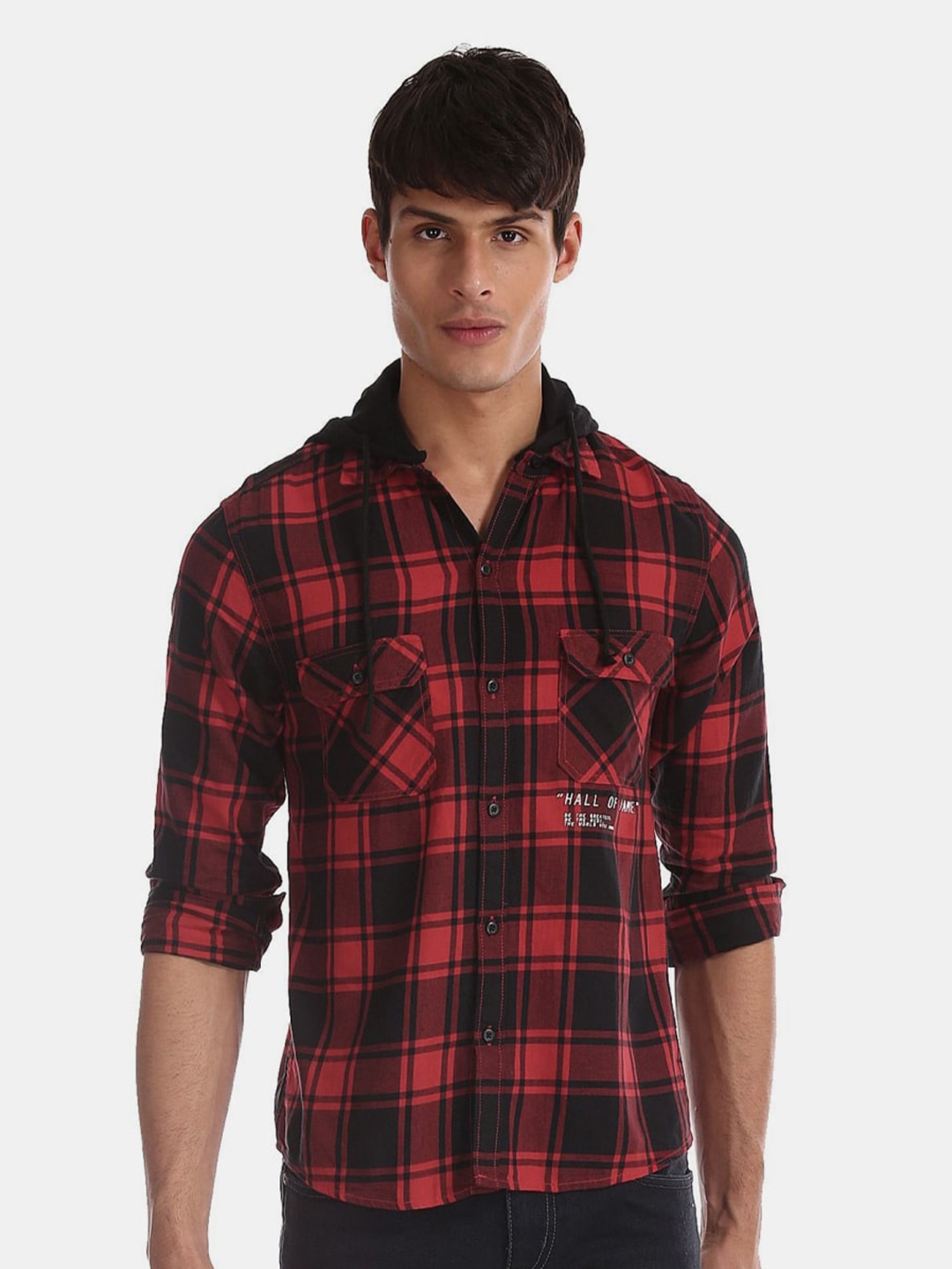 

V-Mart Men Red Classic Tartan Checked Casual Cotton Shirt