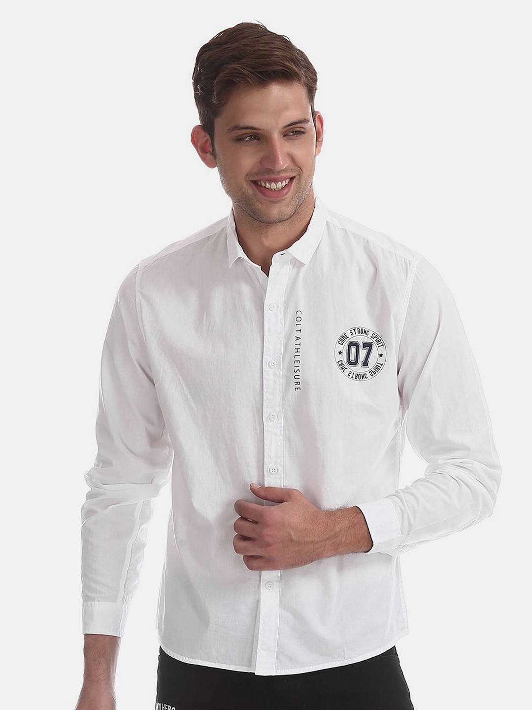 

V-Mart Men Classic Casual Cotton Shirt, White