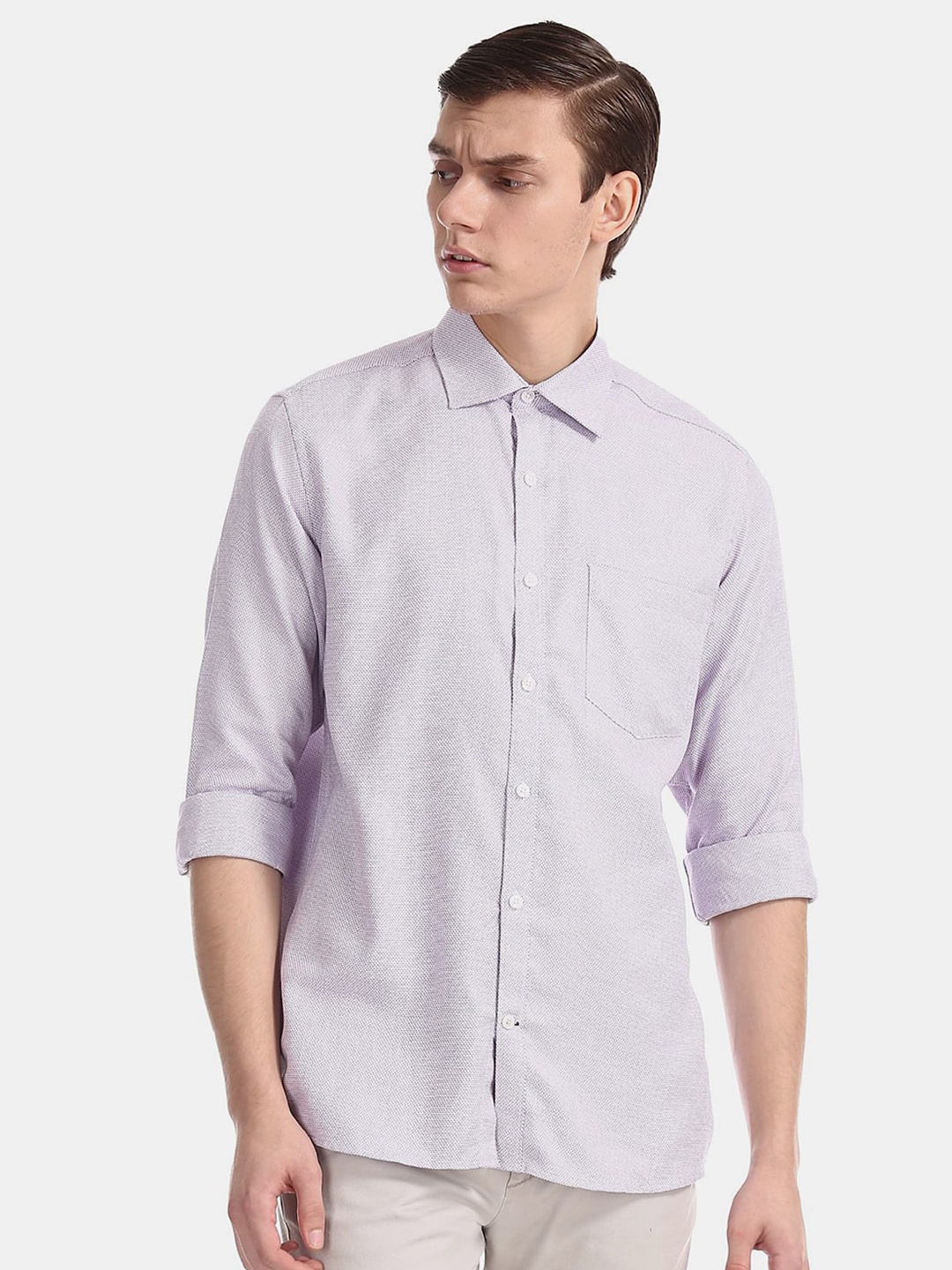 

V-Mart Men Classic Formal Cotton Shirt, Purple