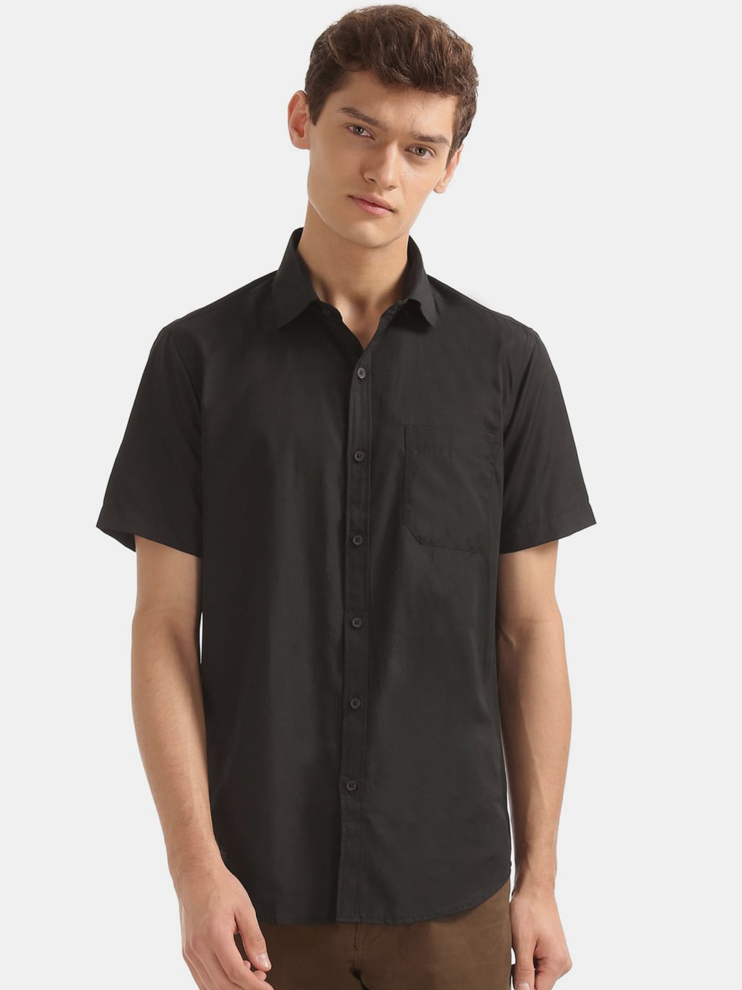 

V-Mart Men Classic Formal Cotton Shirt, Black