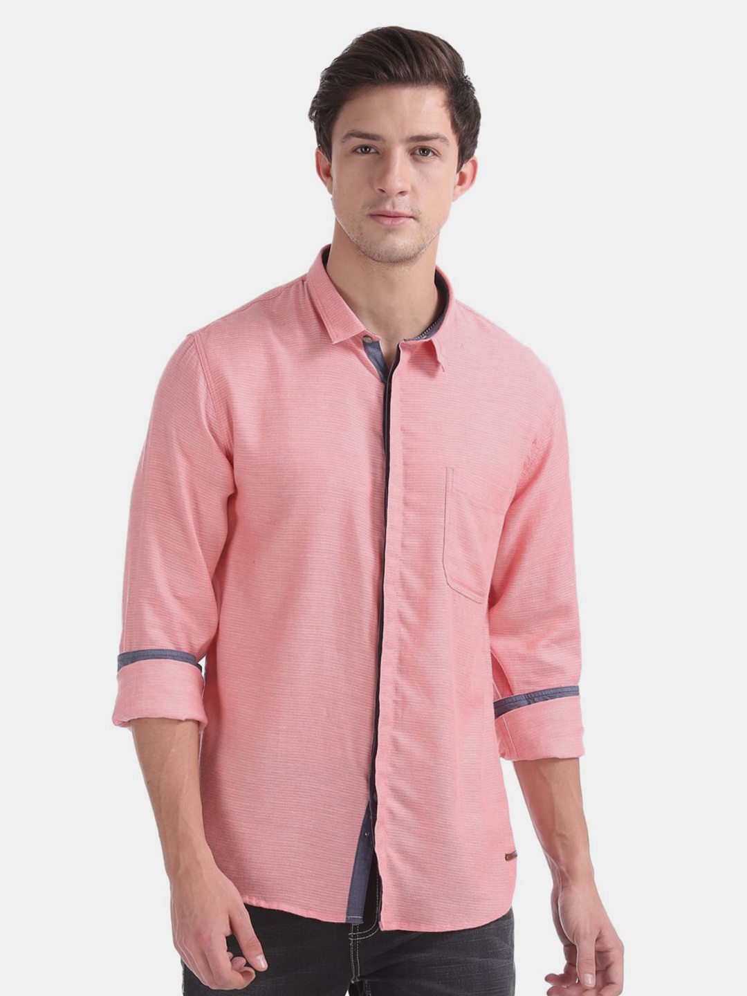 

V-Mart Men Classic Casual Cotton Shirt, Pink