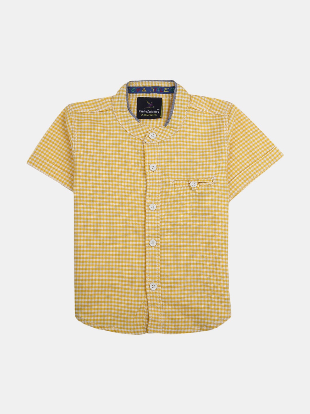 

V-Mart Kids Classic Gingham Checked Casual Cotton Shirt, Yellow