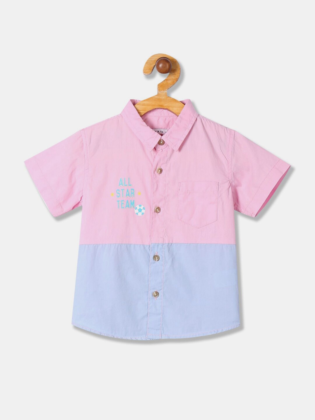 

V-Mart Kids Colourblocked Classic Casual Cotton Shirt, Pink