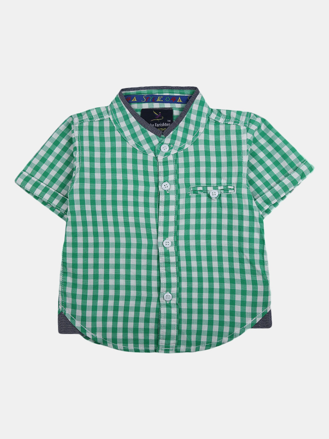 

V-Mart Kids Classic Gingham Checked Casual Cotton Shirt, Green