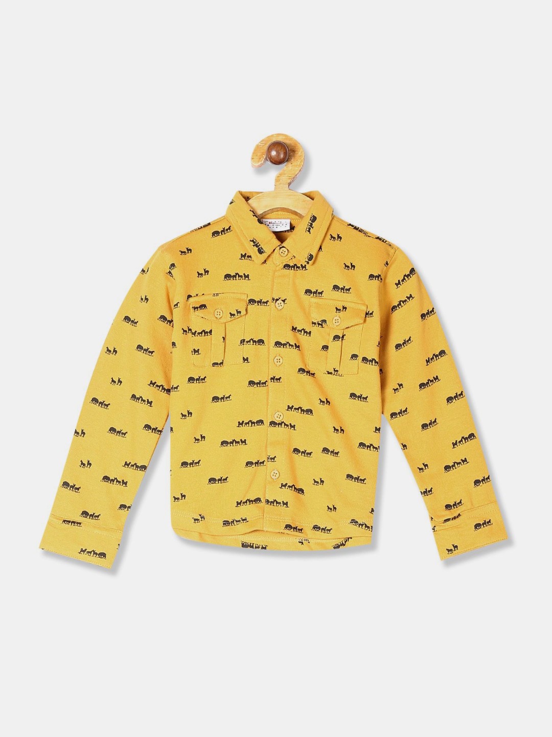 

V-Mart Kids Classic Conversational Printed Casual Cotton Shirt, Yellow