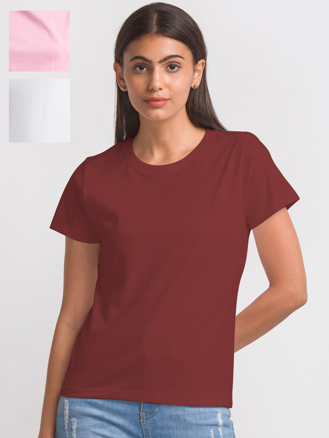 

FashionRack Women Pack Of 3 Cotton T-shirt, White