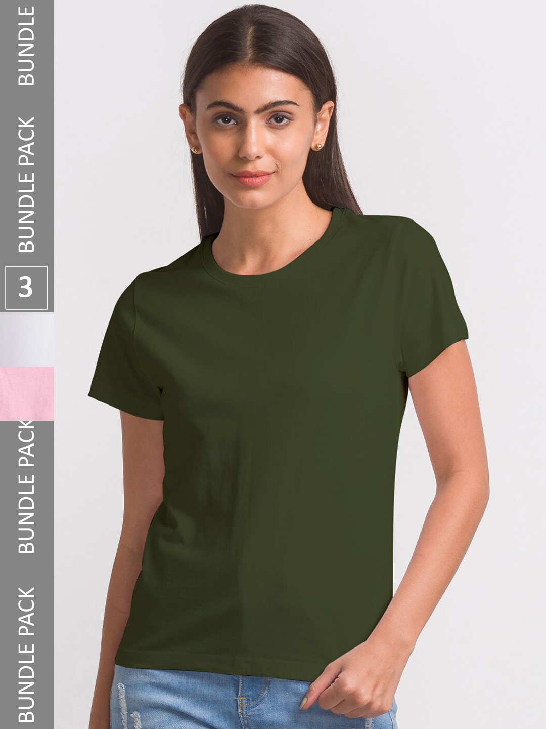 

FashionRack Women Pack of 3 Cotton T-shirt, White