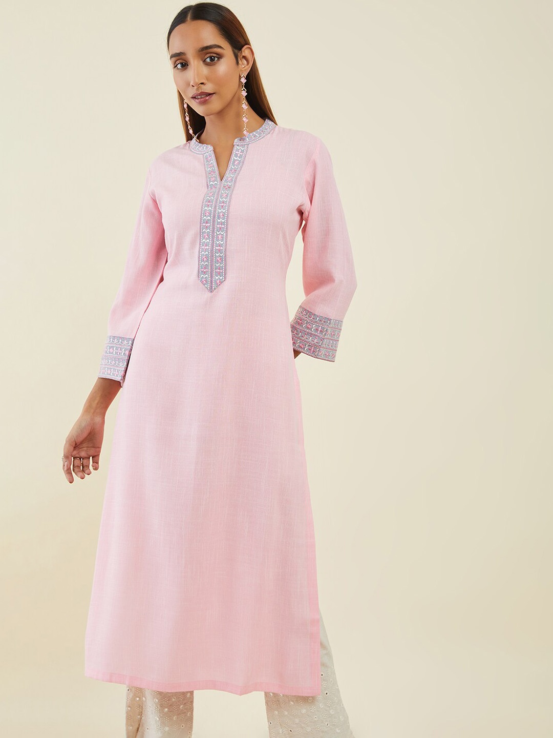 

Soch Women Floral Yoke Design Kurta, Pink
