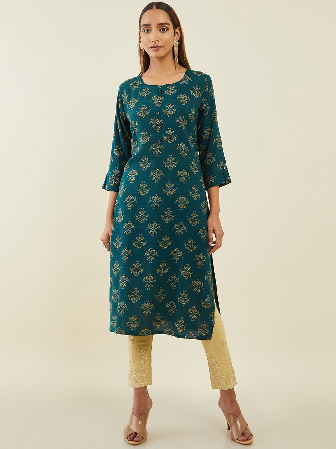 

Soch Women Ethnic Motifs Indie Prints Kurta, Teal
